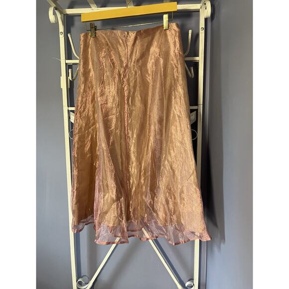 Karen Warren Rose Gold Metalic Skirt 8 Princess Preppy Romantic - Picture 3 of 7